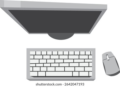 Top View Desktop With Keyboard And Mouse Vector