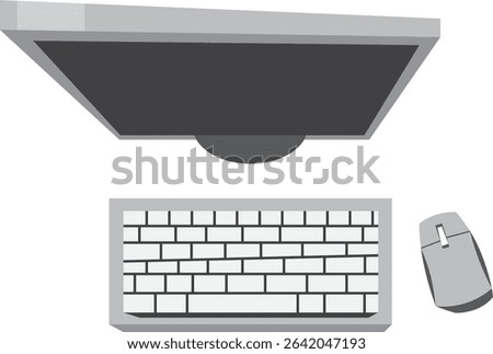 Top View Desktop With Keyboard And Mouse Vector