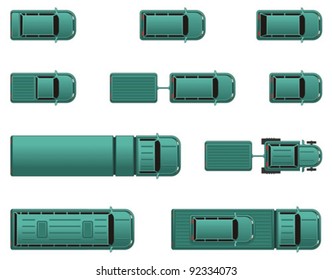 Top view different automobiles