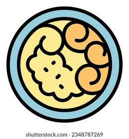 Top view dish icon outline vector. Azerbaijan cuisine. Arabian meal color flat