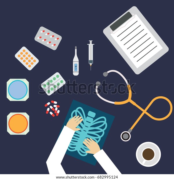 Top View Doctors Table Doctors Room Stock Vector (Royalty Free ...
