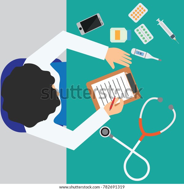 Top View Doctors Table Doctors Room Stock Vector (Royalty Free ...