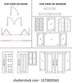 Top view of Door and Windows, vector