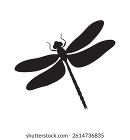 Top view dragonfly flying silhouette vector illustration design on white background