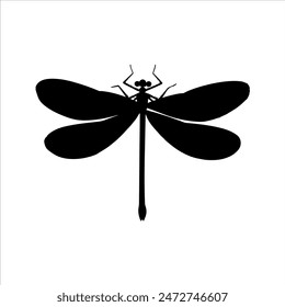 Top view dragonfly silhouette isolated on white background. Dragonfly icon vector illustration design.