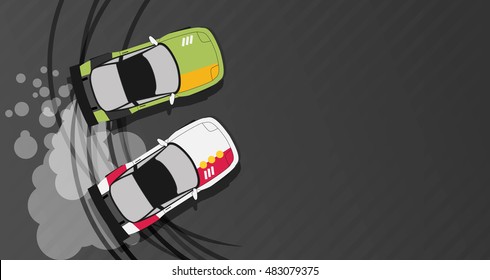 Top view of a drifting car
