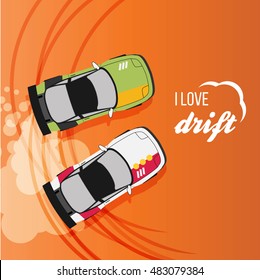 Top view of a drifting car