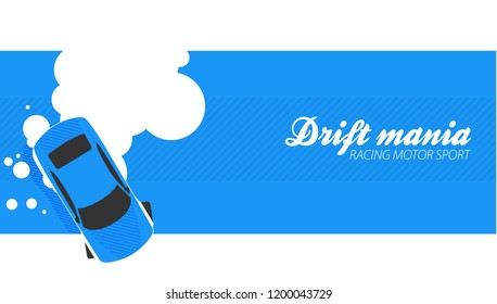 Top view of a drifting car in flat vector