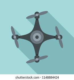 Top view drone icon. Flat illustration of top view drone vector icon for web design