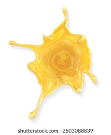 Top view of a drop of orange juice. Vector illustration