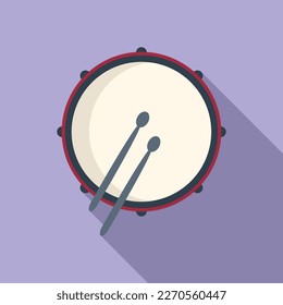 Top view drum icon flat vector. Music kit. Acoustic percussion