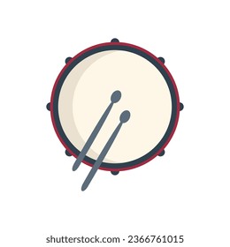 Top view drum icon flat vector. Music kit. Acoustic percussion isolated