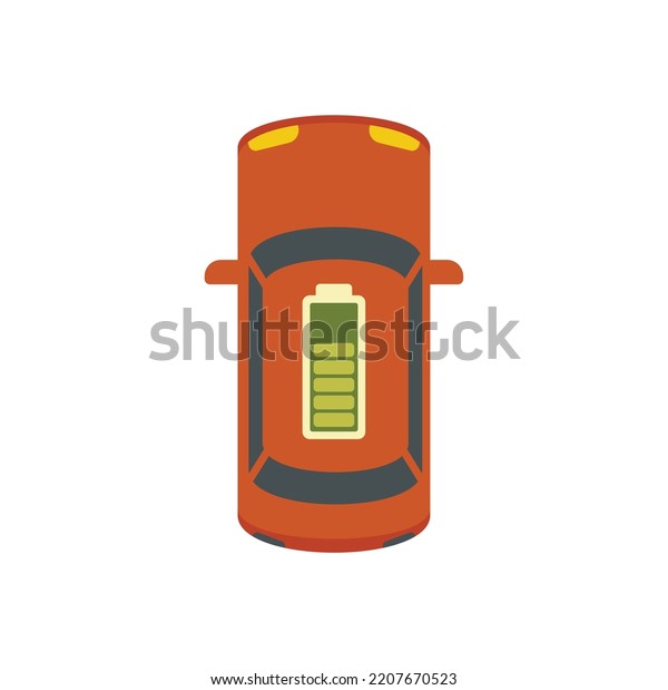 Top view\
electric car icon. Flat illustration of Top view electric car\
vector icon isolated on white\
background