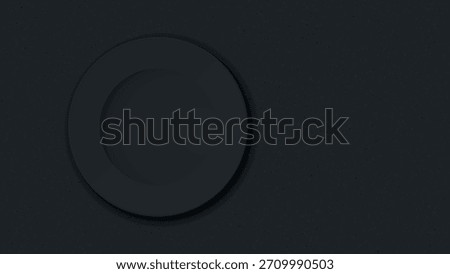 Top view of empty black dish placed on cement texture background loft style graphic illustration have blank space.