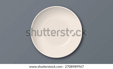 Top view of empty circle bowl beige color with grainy texture on cement texture background graphic illustration have blank space.