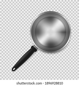 Top view of empty frying pan isolated on transparent background. Vector illustration. Eps 10.