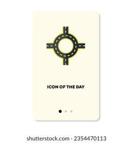 Top view of empty roundabout road vector icon. Asphalt road circle intersection vector illustration. Roadway, transportation and construction concept for web design and apps