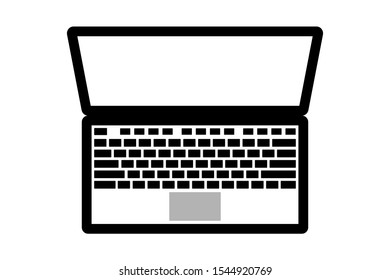 top view of empty screen laptop isolated on white for pattern and design.