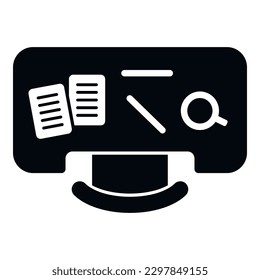 Top view ergonomic workplace icon simple vector. Office table. Work posture