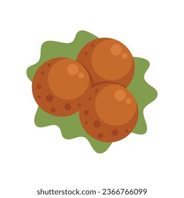 Vector plano del icono de falafel de vista superior. Cocina. Aislamiento de celebración de eventos