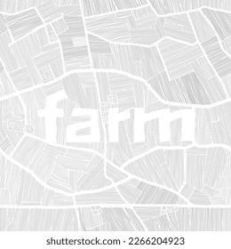 Top view of farmland black and white line art seamless vector pattern. Landscape background texture