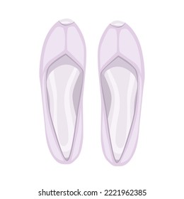Top view of female pastel purple pumps flat vector illustration. Comfortable pair of summer shoes on white background. Footwear, fashion concept