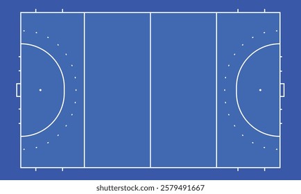 Top view of field hockey pitch, vector graphic background.