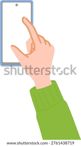 Top view of fingers performing a pinch out gesture on a smartphone screen, representing zooming in, enlarging content, and detailed viewing of images, maps, or applications on a mobile device