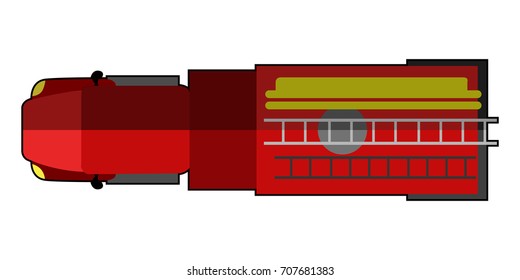 Top view of a firetruck, Vector illustration
