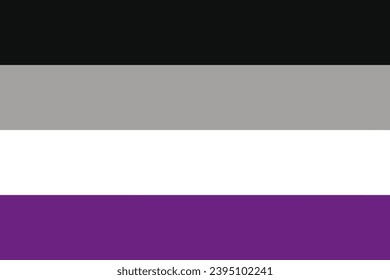 Top view of flag of Asexual Pride , no flagpole. Plane design, layout. Flag background. Freedom and love concept. Pride month. activism, community and freedom.