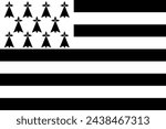 Top view of flag Brittany, Gwenn ha du, France. French patriot and travel concept. no flagpole. Plane design, layout. Flag background