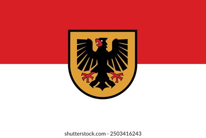 Top view of flag of Dortmund . Federal Republic of Germany. no flagpole. Plane design, layout, Flag background