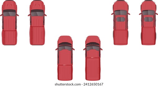 caricatura plana de la vista superior del vehículo de la camioneta