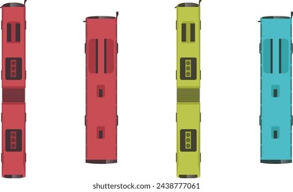 top view flat of transit bus vehicle with many color