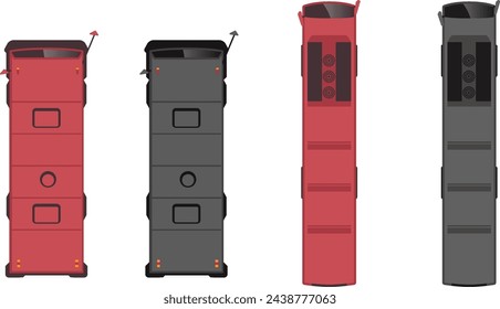 top view flat of transit bus vehicle with many color