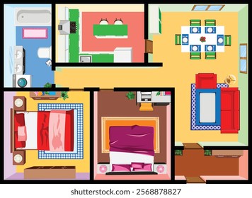 Top View Floor Plan Interior Design Stock Vector