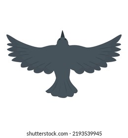 Top view fly crow icon cartoon vector. Flight art. Tree tattoo