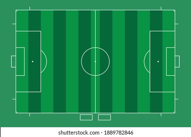 Top view of football court. 
Soccer field illustration. Light green and off green background.