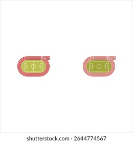 top view football field with running track icon set