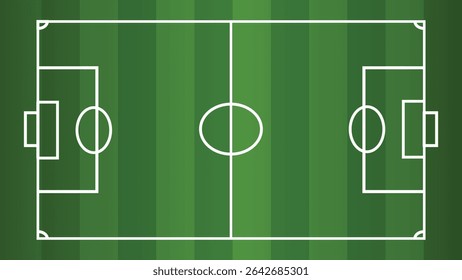 Top view of football field or soccer field with green grass texture and frame vector EPS 10 illustration