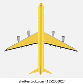 Top View of Four Engine Passenger Airplane Vector