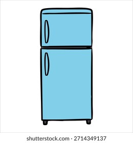Refrigerador de la vista superior con dos puertas y manijas Arte vectorial aislado en el fondo blanco