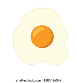 Top view of a fried egg, sunny side up. Unscrambled egg vector illustration .