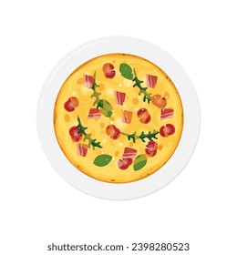 Top View Frittata with vegetables Vector Illustration logo