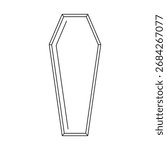Top view of a funeral casket or coffin with the lid on outline icon vector