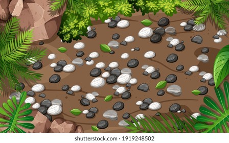 Top view of garden close up scene illustration
