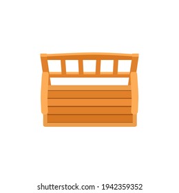 Top view garden and park furniture. Wooden bench isolated on white background. Cartoon flat style. Vector illustration
