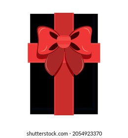 top view gift box with bow icon