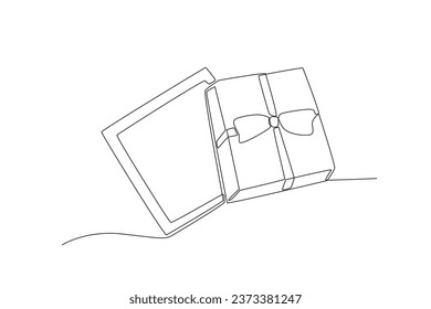 Top view of a gift box. Boxing day one-line drawing