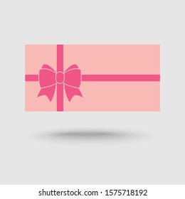 top view of gift box with pink bow,flat design on white background,gift box for business and design. Design elements